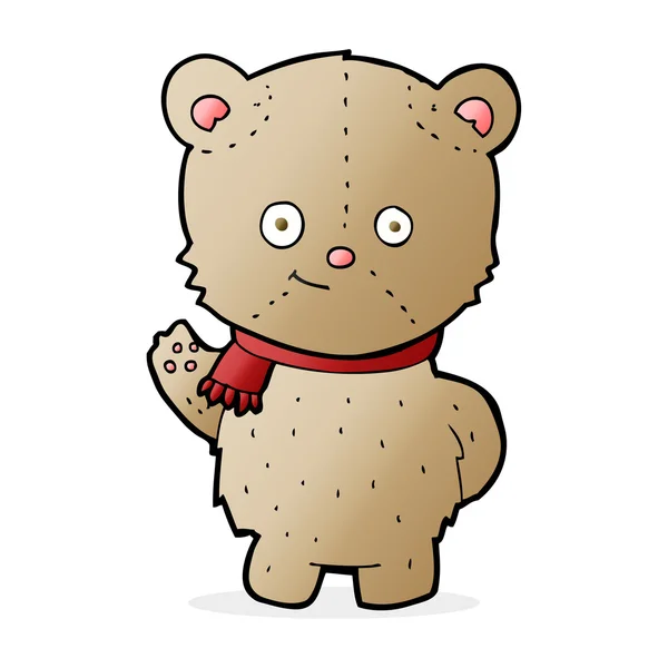 Cartoon waving teddy bear — Stock Vector