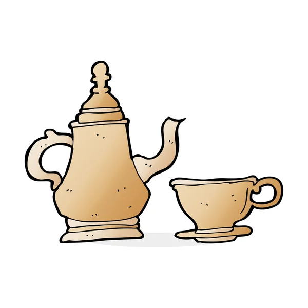 Kreslená konvice na kávu a šálek — Stockový vektor