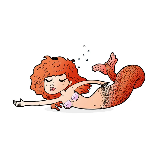 Ilustración de dibujos animados de sirena — Vector de stock