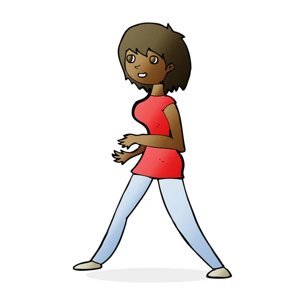 Mujer de dibujos animados caminando — Vector de stock