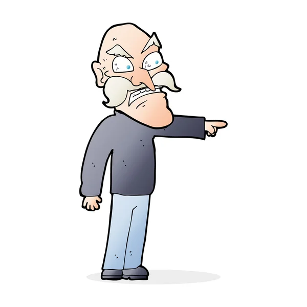 Cartoon furious old man — Stock Vector