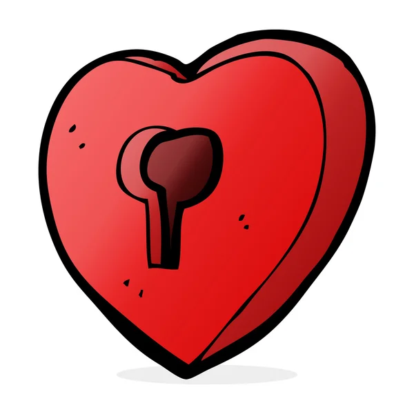 Anahtar delikli karikatür kalp — Stok Vektör