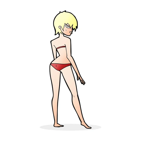 Cartoon vrouw in bikini — Stockvector