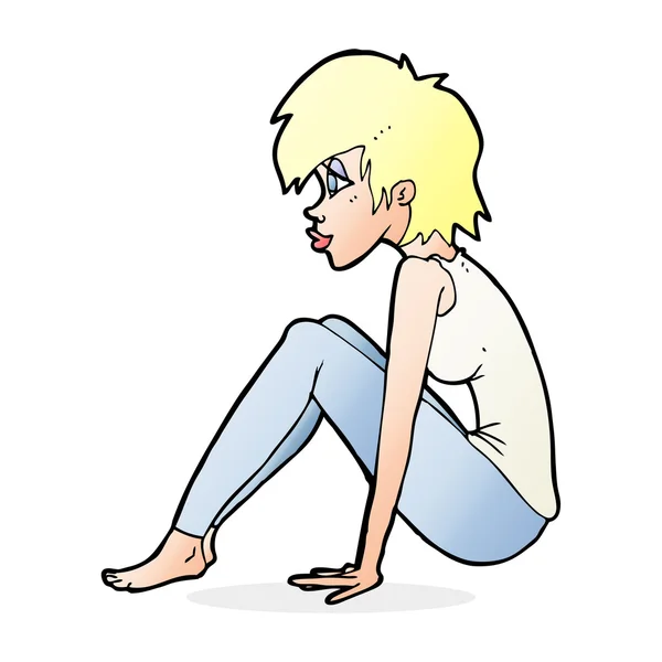 Cartoon vrouw zitten — Stockvector