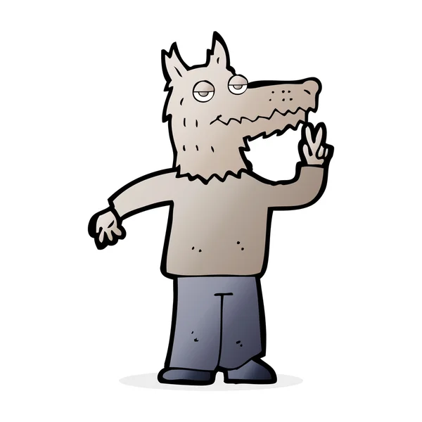 Cartoon gelukkig wolf man — Stockvector