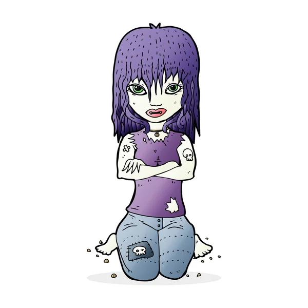 Chica vampiro de dibujos animados — Vector de stock