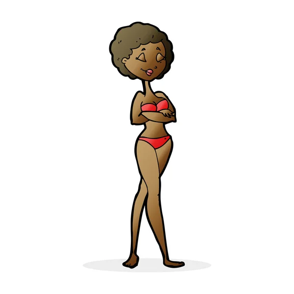 Dibujos animados mujer retro en bikini — Archivo Imágenes Vectoriales