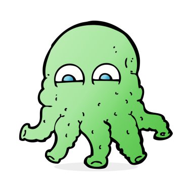 Çizgi film uzaylı mürekkep balığı suratlı