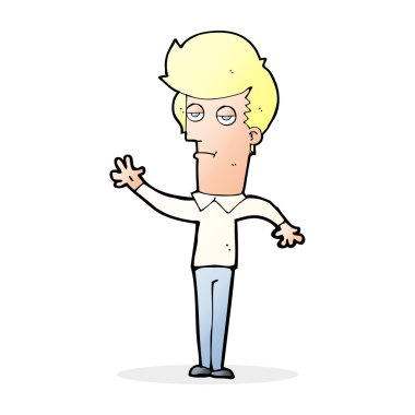 Çizgi filmdeki sıkılmış adam el sallıyor