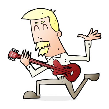 Elektro gitar çalan çizgi film adamı.