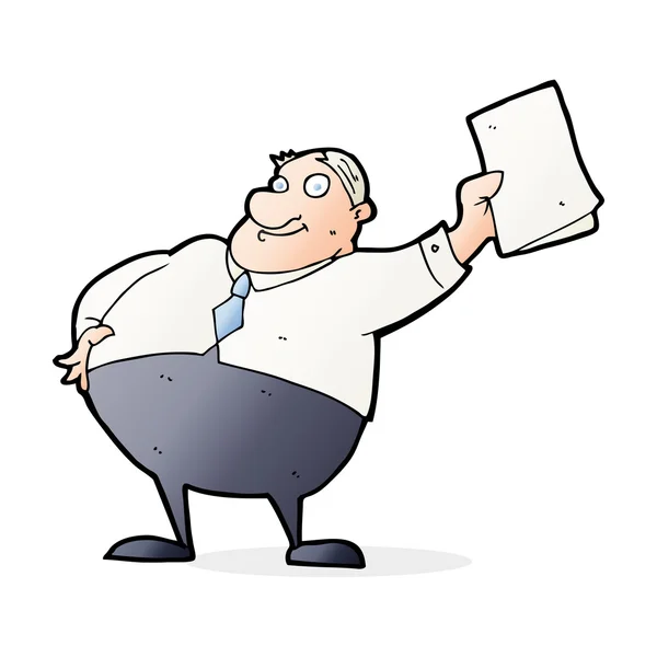 Szef kreskówki machając papierami — Wektor stockowy