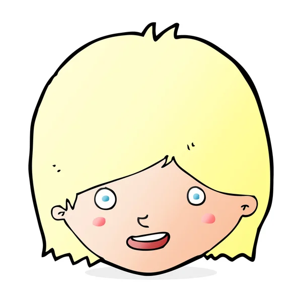Kreslený šťastný ženský obličej — Stockový vektor