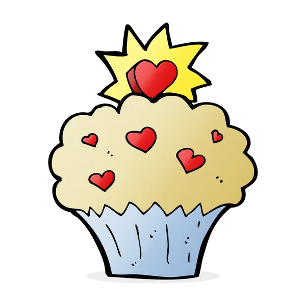 Dessin animé amour coeur cupcake — Image vectorielle