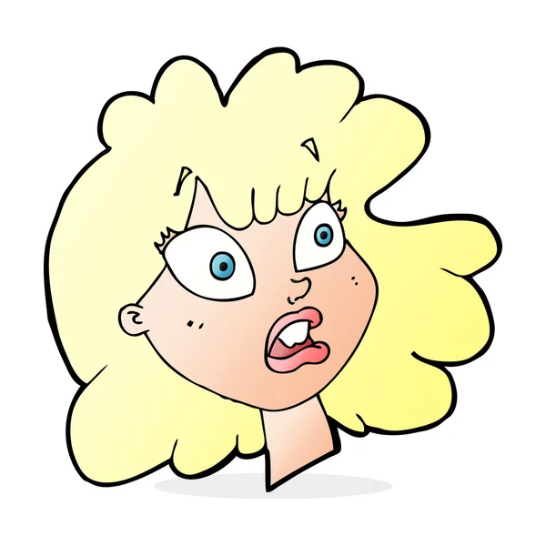 Cartoon geschokt vrouwelijk gezicht — Stockvector