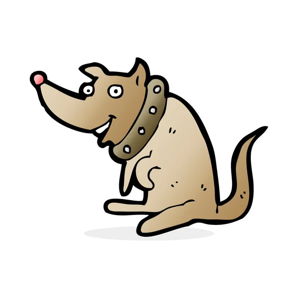 Dessin animé chien heureux en gros collier — Image vectorielle