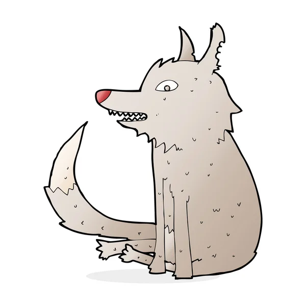 Kreslený vlk sedící — Stockový vektor