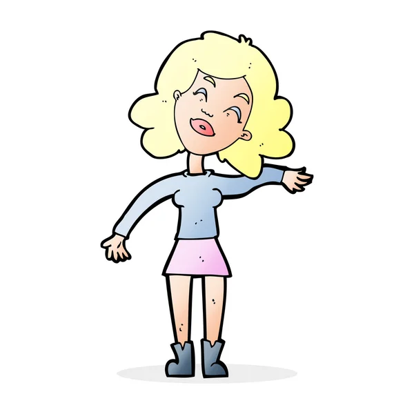 Cartoon vrouw alleen grapjes maken — Stockvector