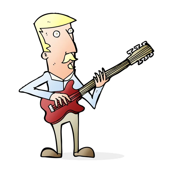 Tecknad man spelar elgitarr — Stock vektor