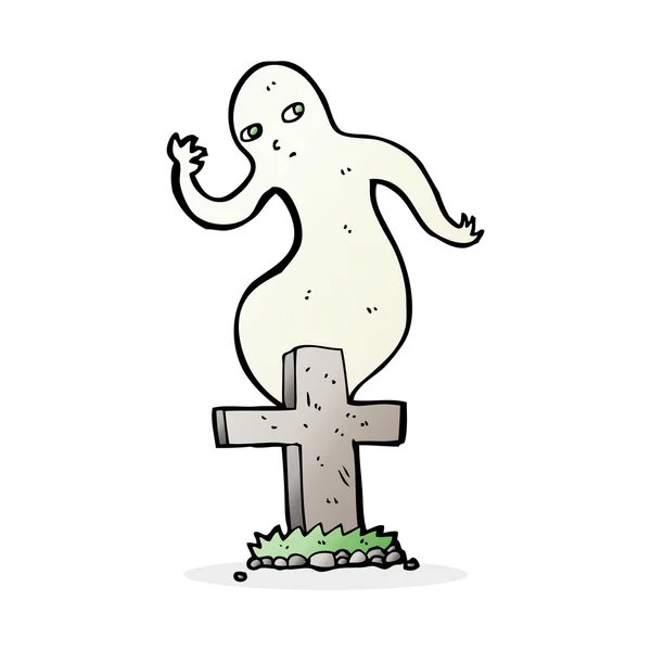 Cartoon ghost rising from grave — Stock Vector