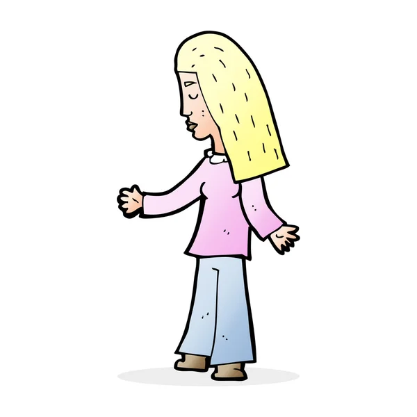 Femme dessin animé à bras ouverts — Image vectorielle