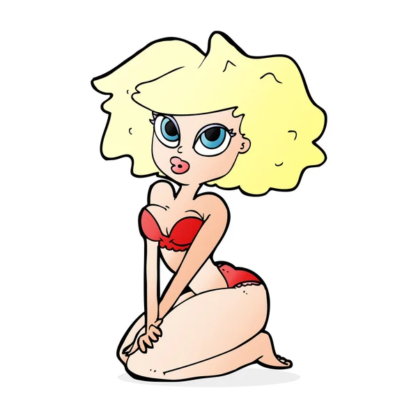 Cartoon vrouw dragen bikini — Stockvector