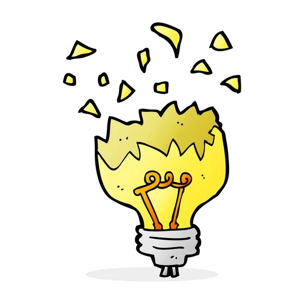 Cartoon light bulb exploding — Stock Vector