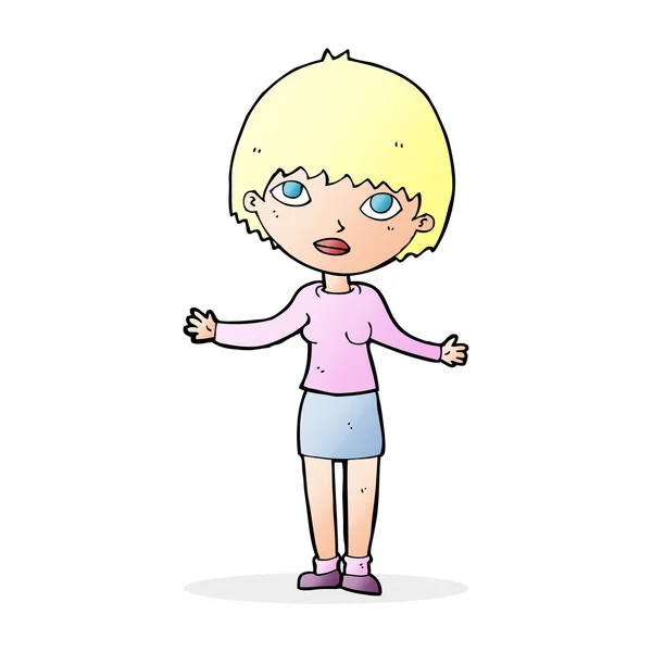 Cartoon vrouw schouderophalend — Stockvector