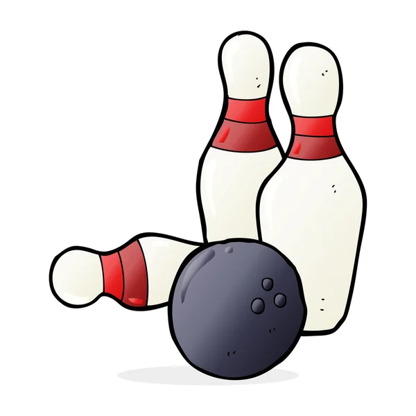 Tien pin bowling cartoon — Stockvector