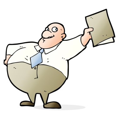 karikatür mutlu patron ile dosya