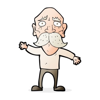 Çizgi film endişeli yaşlı adam