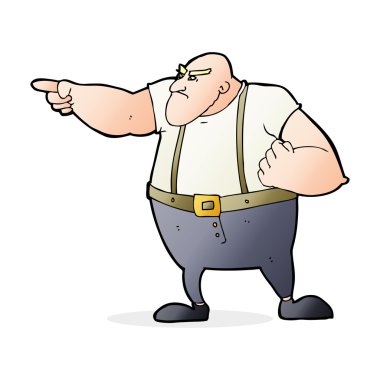 Çizgi film kızgın sert adam işaret ediyor.