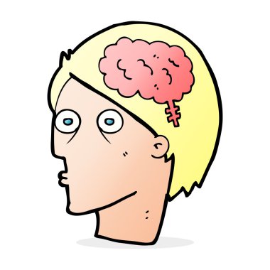 Beyin sembollü çizgi film başı