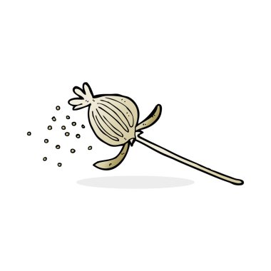 Çizgi film kurutulmuş haşhaş çiçeği.