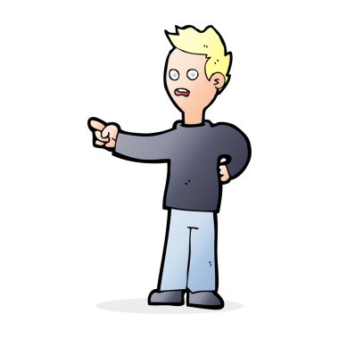 Şok olmuş çocuk işaret ediyor.