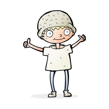 Pozitif tavırlı çizgi film çocuğu.