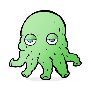 Çizgi film uzaylı mürekkep balığı suratlı