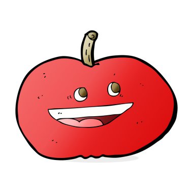 karikatür mutlu elma