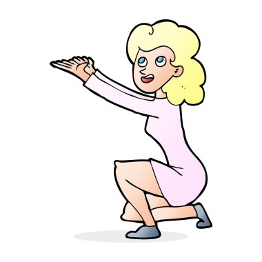 çizgi film kadın sunum jesti