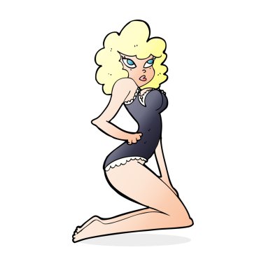 karikatür pin-up kadın