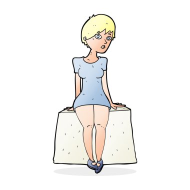 Çizgi film meraklısı kadın oturuyor