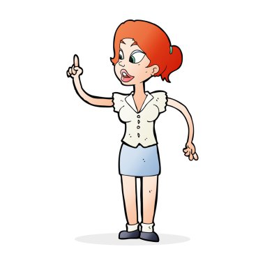 Harika bir fikri olan çizgi film kadını.