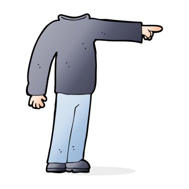 Çizgi filmdeki başsız adam işaret ediyor.