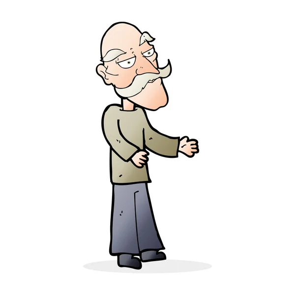Kreslený starý muž s knírkem — Stockový vektor