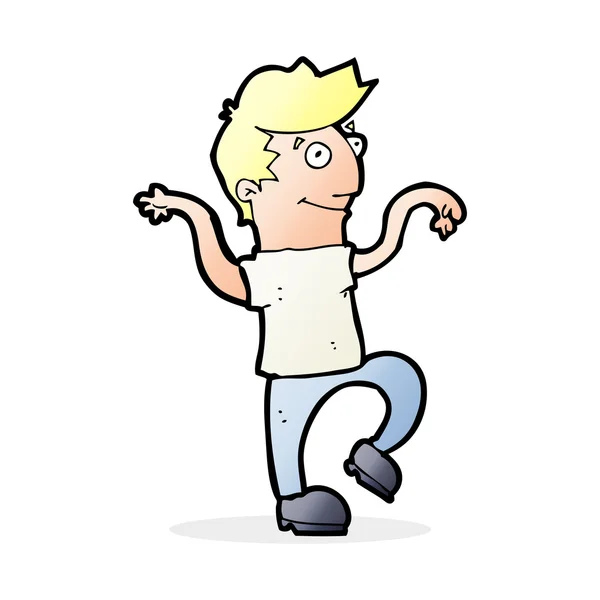 Cartoon glücklicher Mann macht lustigen Tanz — Stockvektor