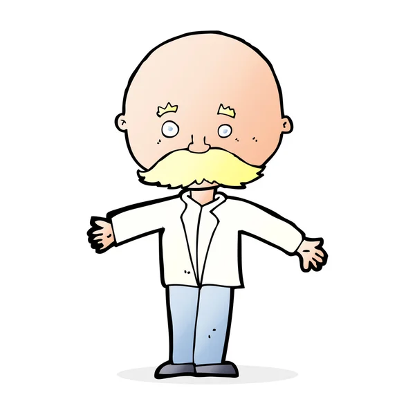 Cartoon bald man with open arms — Stock Vector