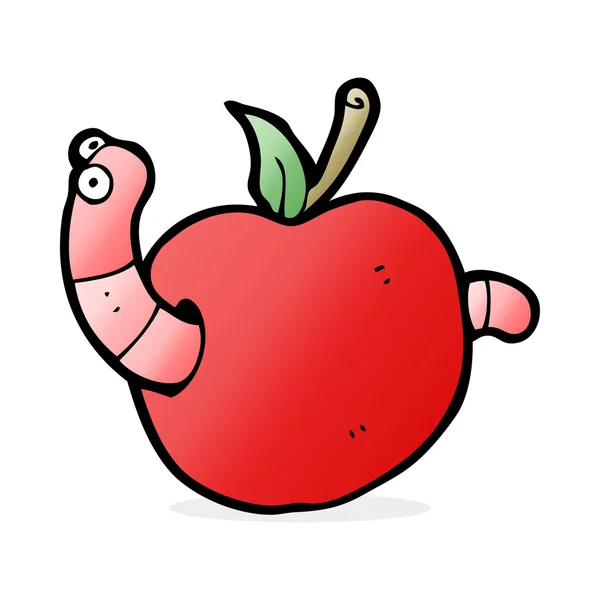 Cartooon worm in apple — Stockvector