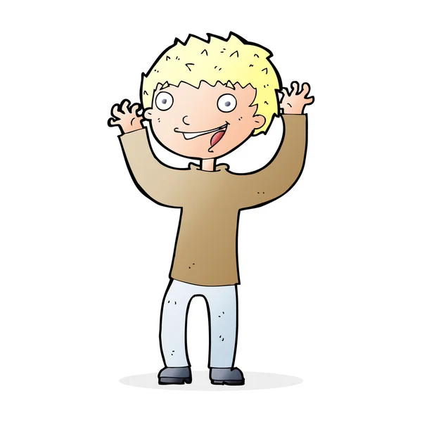 Cartoon opgewonden jongen — Stockvector