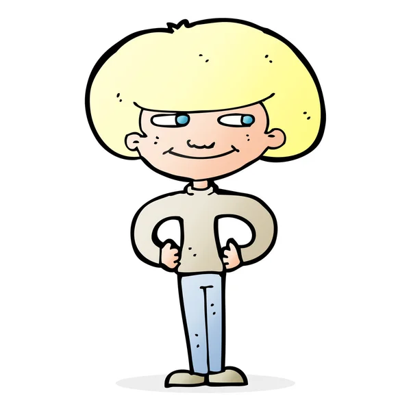 Kreslený chlapec s rukama v bok — Stockový vektor