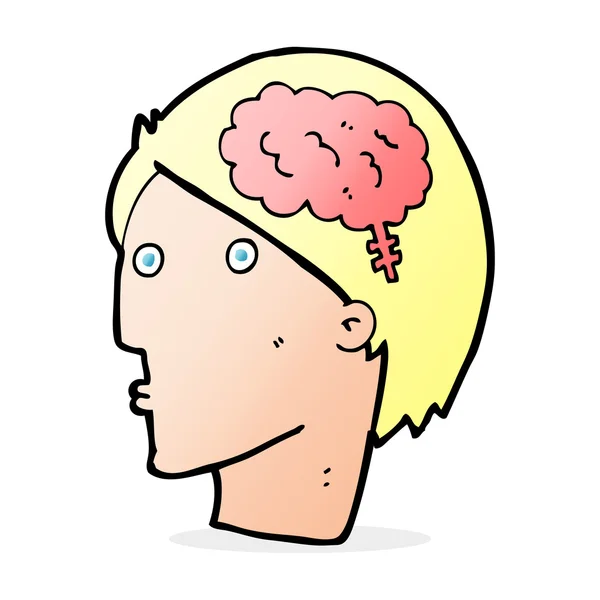 Cartoon man with brain symbol — Stock Vector