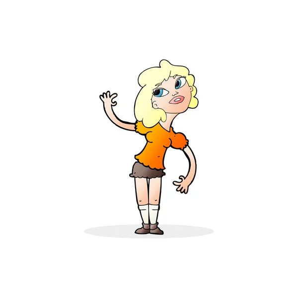 Cartoon vrouw zwaaien — Stockvector